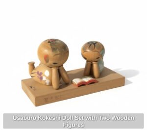 Usaburo-Kokeshi-Doll-Set-with-Two-Wooden-Figures