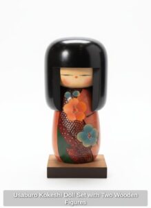 Usaburo-Kokeshi-Doll-Set-with-Two-Wooden-Figures-second-image