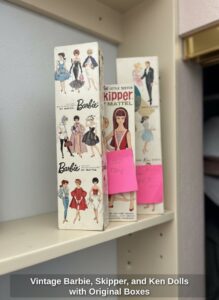 Vintage-Barbie-Skipper-and-Ken-Dolls-with-Original-Boxes