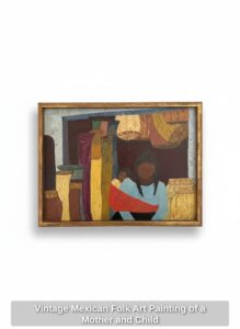 Vintage-Mexican-Folk-Art-Painting-of-a-Mother-and-Child-1