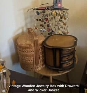 Vintage-Wooden-Jewelry-Box-with-Drawers-and-Wicker-Basket
