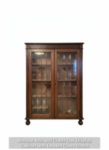 Antique-Arts-and-Crafts-Oak-Display-Cabinet-with-Leaded-Glass-Doors-second-image