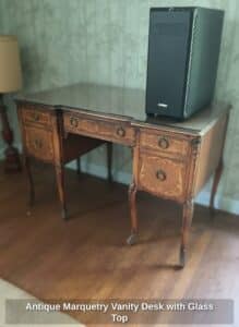 Antique-Marquetry-Vanity-Desk-with-Glass-Top