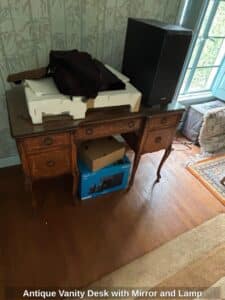 Antique-Vanity-Desk-with-Mirror-and-Lamp