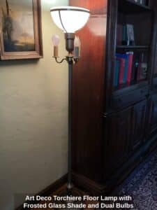 Art-Deco-Torchiere-Floor-Lamp-with-Frosted-Glass-Shade-and-Dual-Bulbs