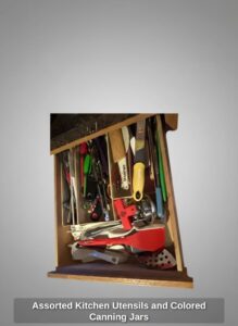 Assorted-Kitchen-Utensils-and-Colored-Canning-Jars