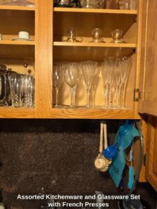 Assorted-Kitchenware-and-Glassware-Set-with-French-Presses