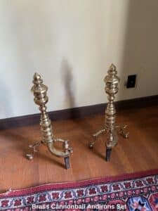 Brass-Cannonball-Andirons-Set