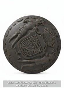 Cast-Iron-Plaque-Depicting-Knights-and-Heraldry-possibly-Spanish-1