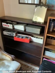 Dark-Wood-Bookcase-with-Assorted-Contents
