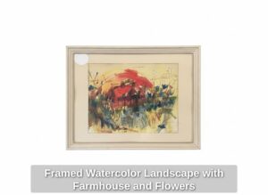 Framed-Watercolor-Landscape-with-Farmhouse-and-Flowers-1