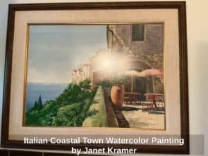 Italian-Coastal-Town-Watercolor-Painting-by-Janet-Kramer