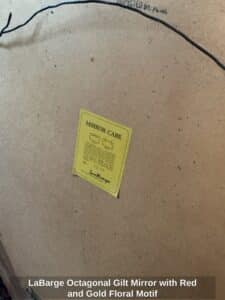 LaBarge-Octagonal-Gilt-Mirror-with-Red-and-Gold-Floral-Motif