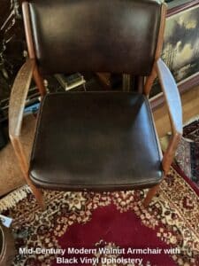 Mid-Century-Modern-Walnut-Armchair-with-Black-Vinyl-Upholstery