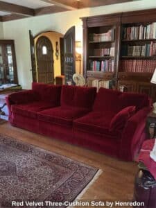 Red-Velvet-Three-Cushion-Sofa-by-Henredon