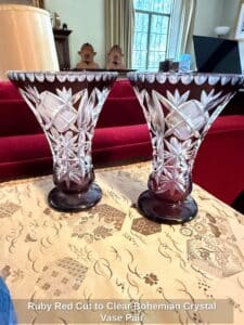 Ruby-Red-Cut-to-Clear-Bohemian-Crystal-Vase-Pair