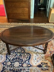Vintage-Faux-Bamboo-Walnut-Oval-Coffee-Table