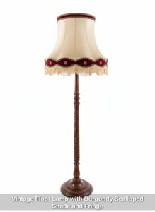 Vintage-Floor-Lamp-with-Burgundy-Scalloped-Shade-and-Fringe