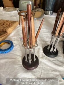 Vintage-Fondue-Forks-Set-with-Teak-Handles-and-Stands