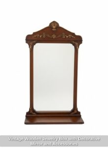 Vintage-Wooden-Jewelry-Box-with-Decorative-Mirror-and-Accessories