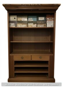 Wooden-Wardrobe-with-Shelves-and-Drawers