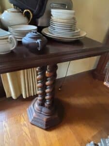 Collection-of-Porcelain-Dinnerware-and-Teaware-on-Barley-Twist-Table-third-image