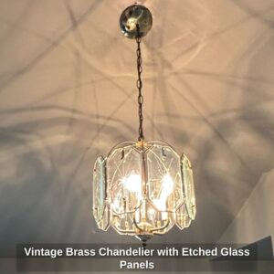 Vintage-Brass-Chandelier-with-Etched-Glass-Panels