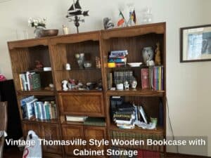 Vintage-Thomasville-Style-Wooden-Bookcase-with-Cabinet-Storage