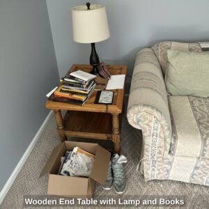 Wooden-End-Table-with-Lamp-and-Books