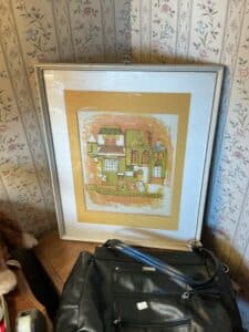 Mid-Century-Modern-Lithograph-Print-of-Whimsical-Houses