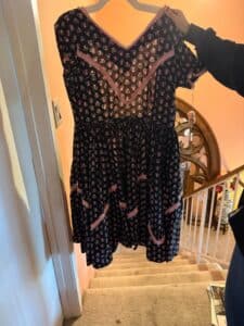 Vintage-Black-and-Pink-Apple-Print-Prairie-Dress