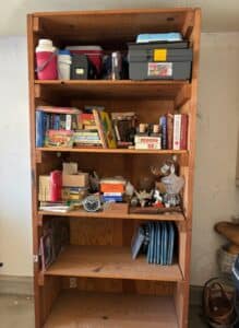 Wooden-Bookshelf-with-Assorted-Contents-1