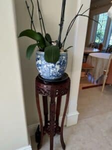 Chinese-Blue-and-White-Porcelain-Planter-on-Carved-Rosewood-Stand