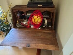 Chinese-Hand-Carved-Teak-Secretary-Desk