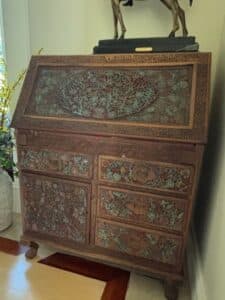 Chinese-Hand-Carved-Teak-Secretary-Desk-second-image
