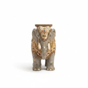 Hollywood-Regency-Ceramic-Elephant-Garden-Stool-and-Flute-Player-Sculpture-fourth-image