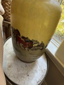 Large-Chinese-Yellow-Glazed-Crackle-Glaze-Porcelain-Vase-with-Horse-Motif-fourth-image