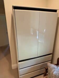 Milo-Baughman-Style-White-Lacquered-Bedroom-Entertainment-Center-second-image
