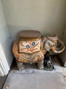 Vintage-Hand-Painted-Ceramic-Elephant-Garden-Stool