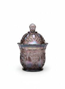 Amethyst-Hobstar-Fan-Carnival-Glass-Covered-Candy-Dish