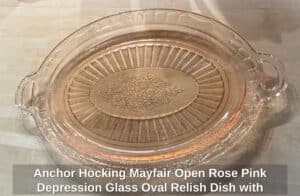 Anchor-Hocking-Mayfair-Open-Rose-Pink-Depression-Glass-Oval-Relish-Dish-with-Handles