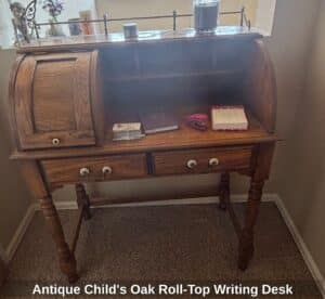 Antique-Childs-Oak-Roll-Top-Writing-Desk