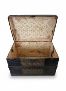 Antique-Embossed-Tin-Steamer-Trunk-with-Floral-Motif-second-image