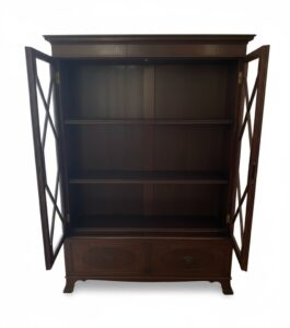 Antique-Mahogany-Chippendale-Style-China-Cabinet-with-Glassware-and-Plates-third-image