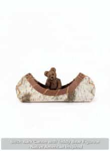 Birch-Bark-Canoe-with-Teddy-Bear-Figurine-Native-American-Inspired