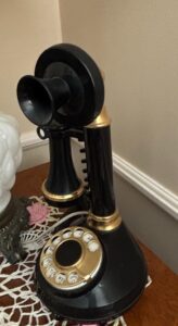 Black-Candlestick-Rotary-Dial-Telephone-with-Gold-Accents
