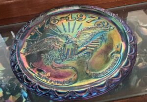 Carnival-Glass-Bowl-with-Bronzed-Baby-Shoes-fourth-image