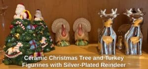 Ceramic-Christmas-Tree-and-Turkey-Figurines-with-Silver-Plated-Reindeer