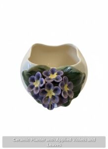 Ceramic-Planter-with-Applied-Violets-and-Leaves