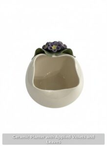 Ceramic-Planter-with-Applied-Violets-and-Leaves-second-image